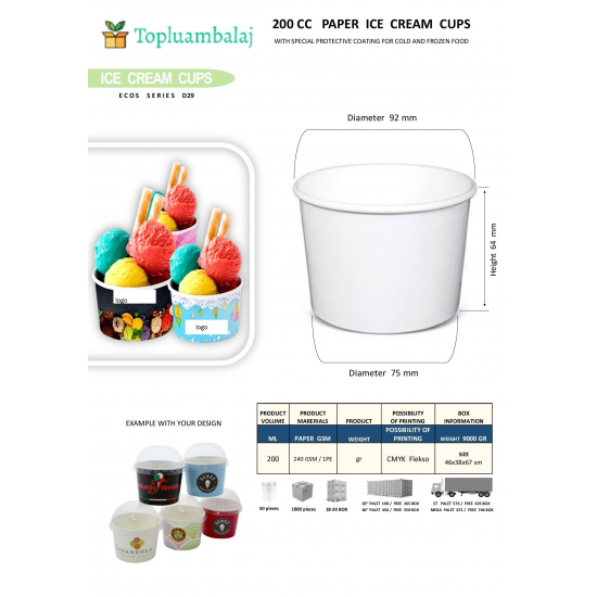 200 CC PAPER ICE CREAM CUPS OZELU133